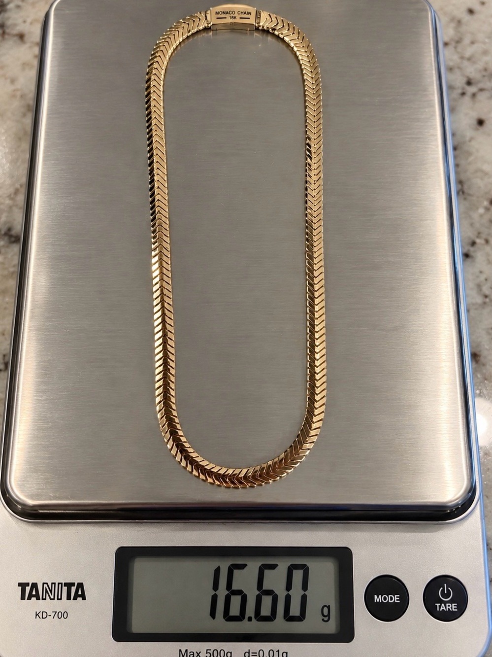 Brand New Authentic 18K Saudi Gold Snake Chain Necklace 16” 16.60g